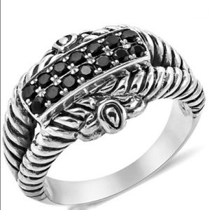 Genuine Thai black spinel .925 stamped silver ring